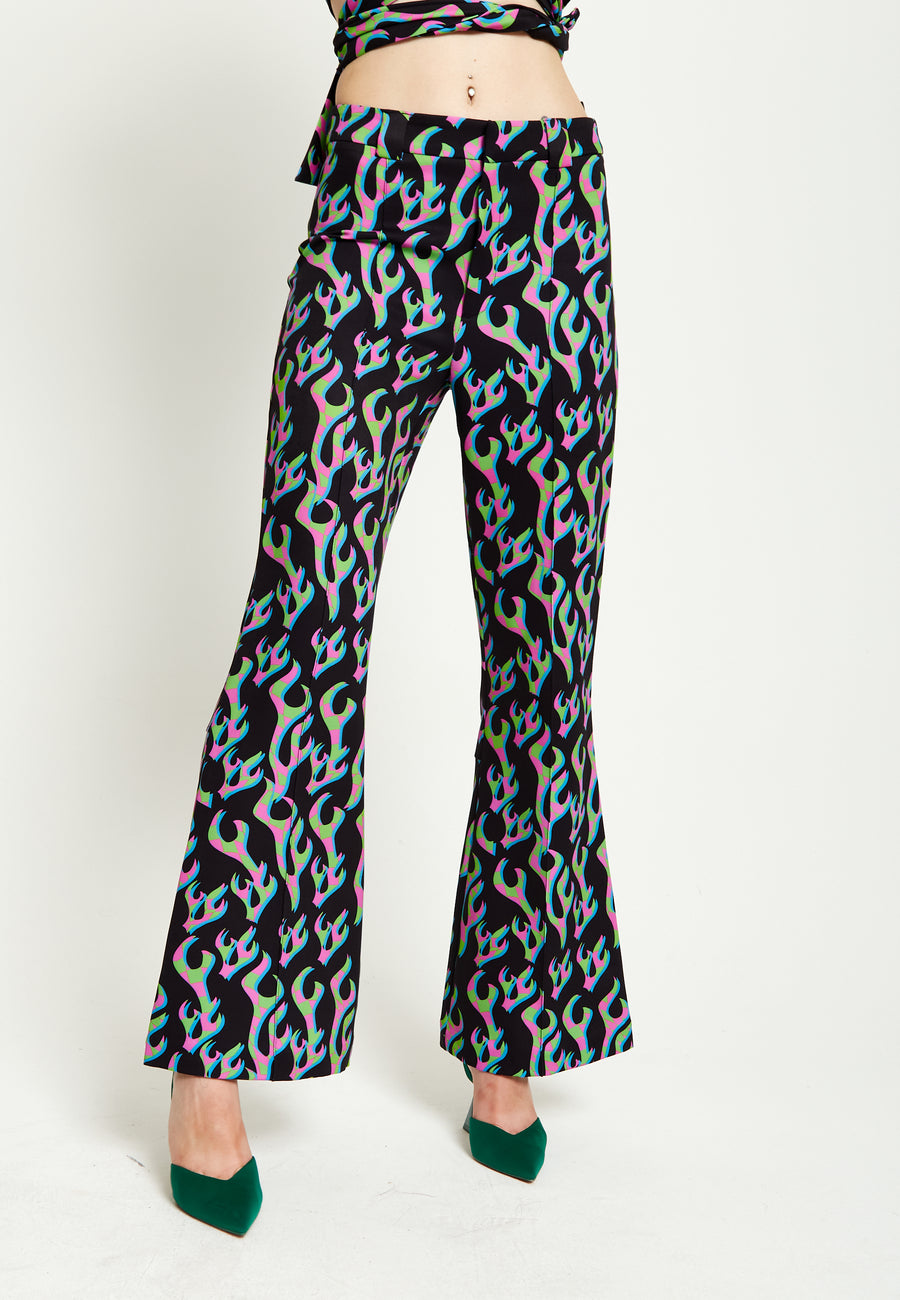 House Of Holland Black Flame Suit Flared Trousers