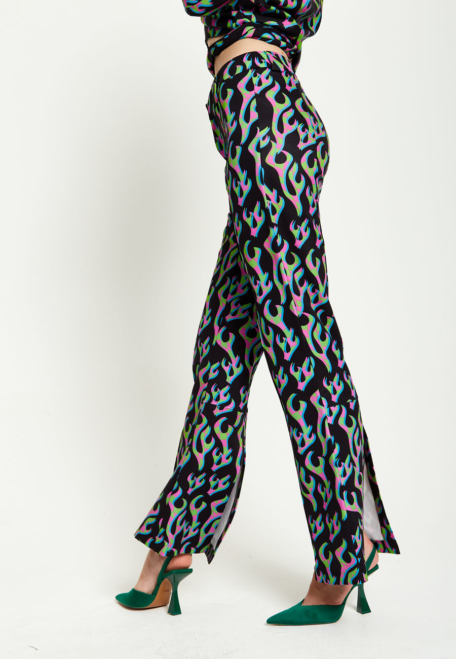 House Of Holland Black Flame Suit Flared Trousers