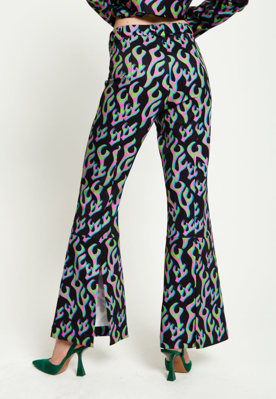 House Of Holland Black Flame Suit Flared Trousers
