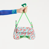 House Of Holland Saddle Blue And Pink Flame Bag And Quilted Logo