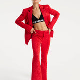 House Of Holland Lips Quilted Trousers In Red