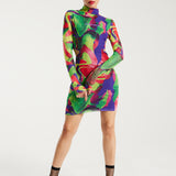 House Of Holland Abstract Multicolour Print Mini Dress With Cut Out Details