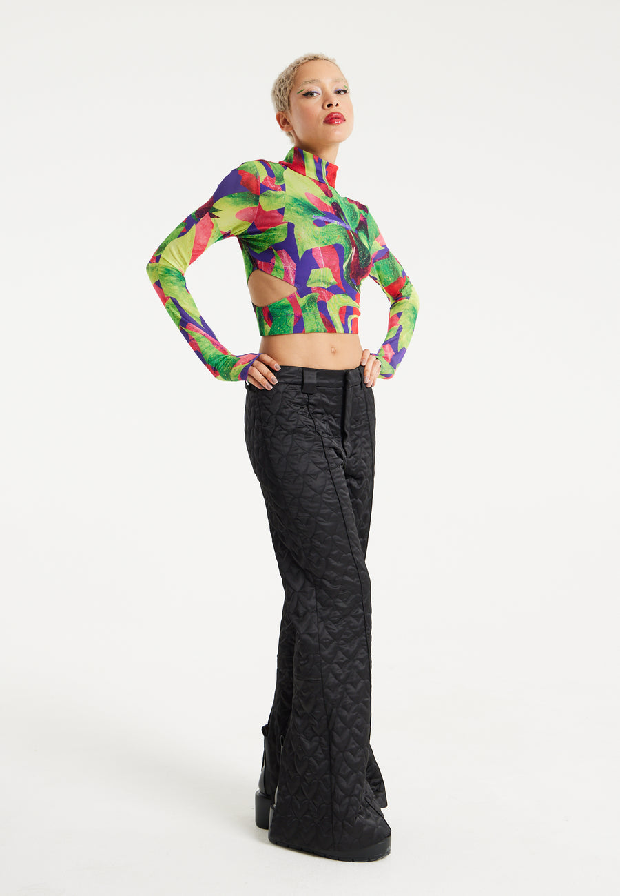 House Of Holland Abstract Multicolour Print Crop Top