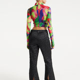 House Of Holland Abstract Multicolour Print Crop Top