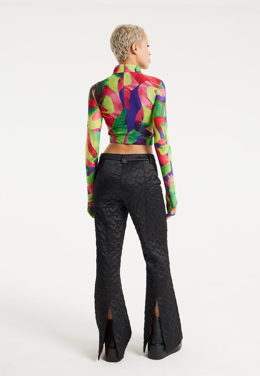 House Of Holland Abstract Multicolour Print Crop Top