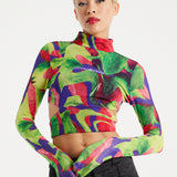 House Of Holland Abstract Multicolour Print Crop Top
