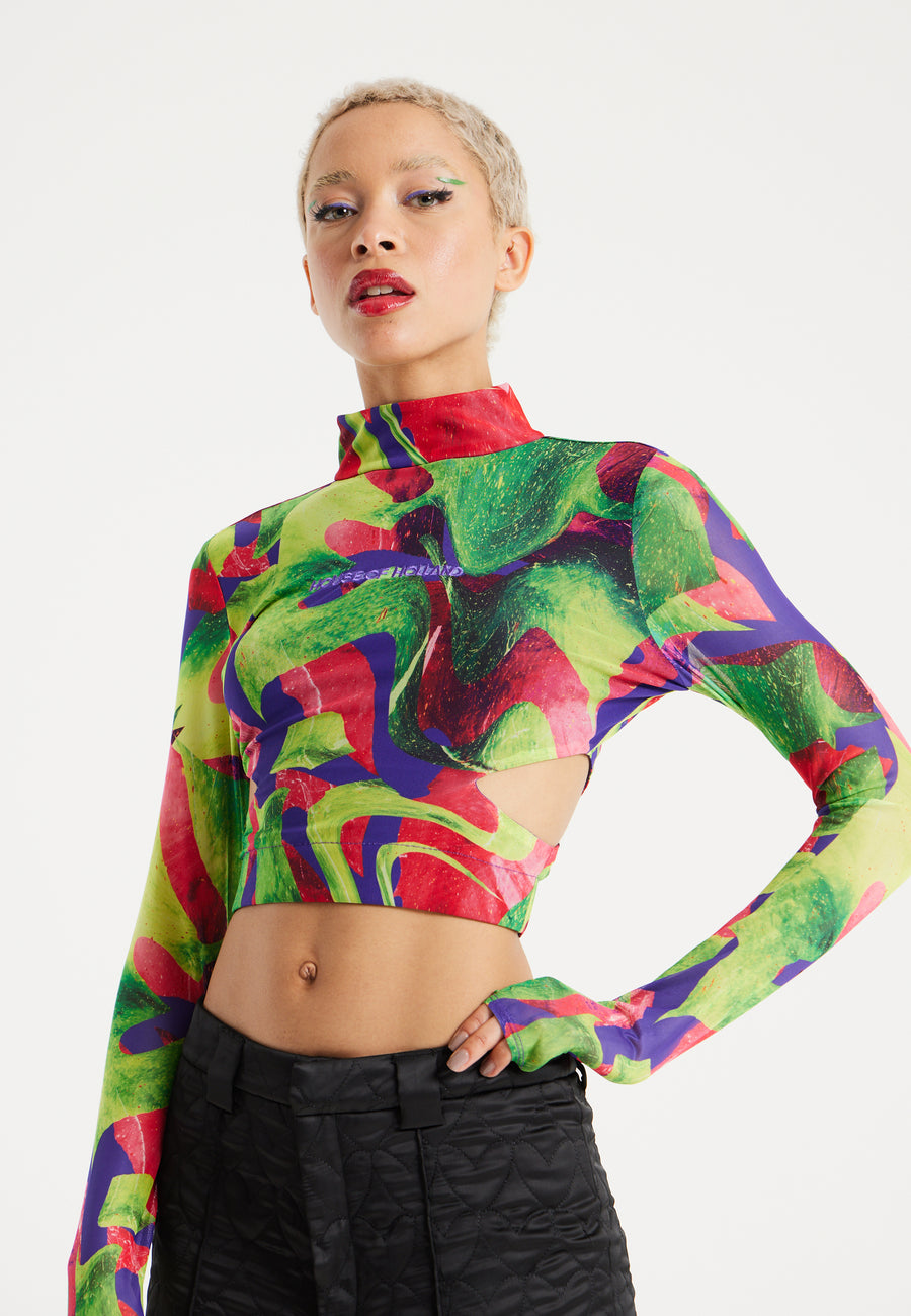 House Of Holland Abstract Multicolour Print Crop Top