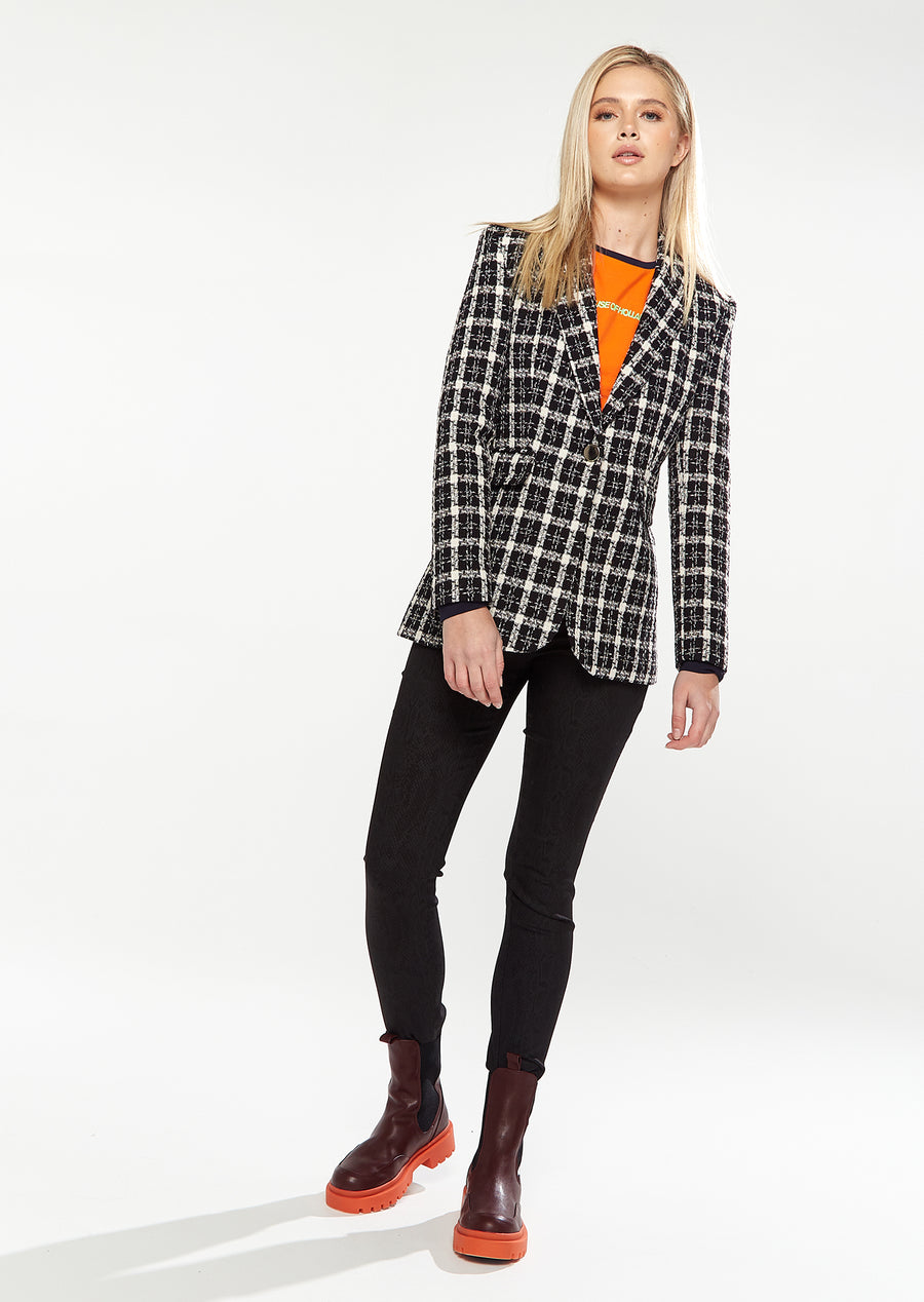HOUSE OF HOLLAND CHECKED BLAZER IN BLACK &WHITE