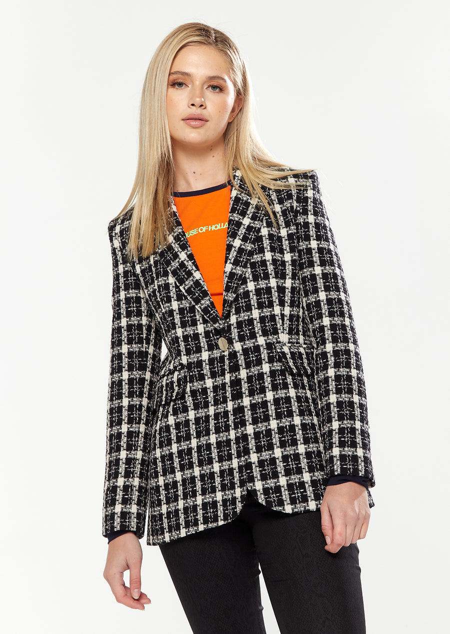 HOUSE OF HOLLAND CHECKED BLAZER IN BLACK &WHITE