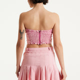 House of Holland Light Pink Denim Bandeau Top