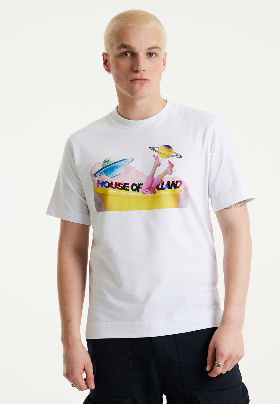 House of Holland Planet Printed T-shirt in White