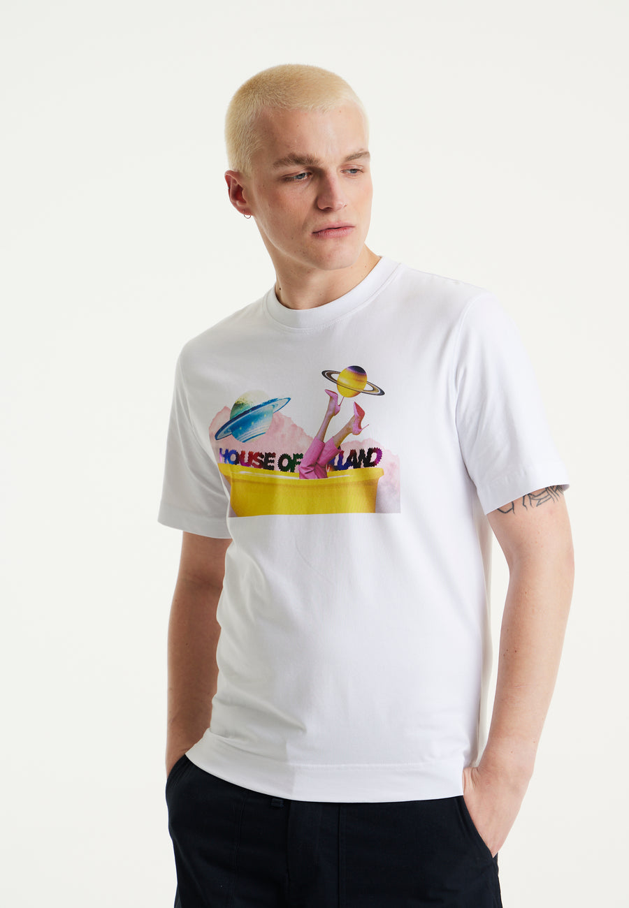 House of Holland Planet Printed T-shirt in White