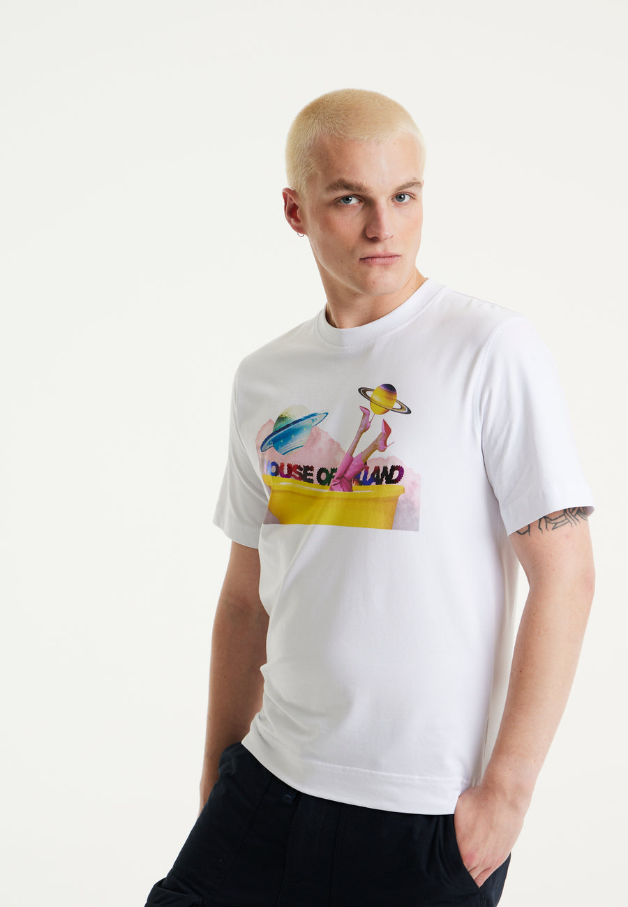 House of Holland Planet Printed T-Shirt in White