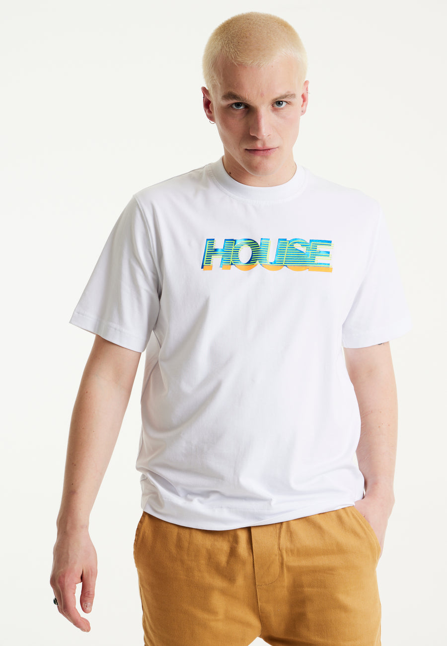 House of Holland White Laser-Cut Transfer Printed T-Shirt