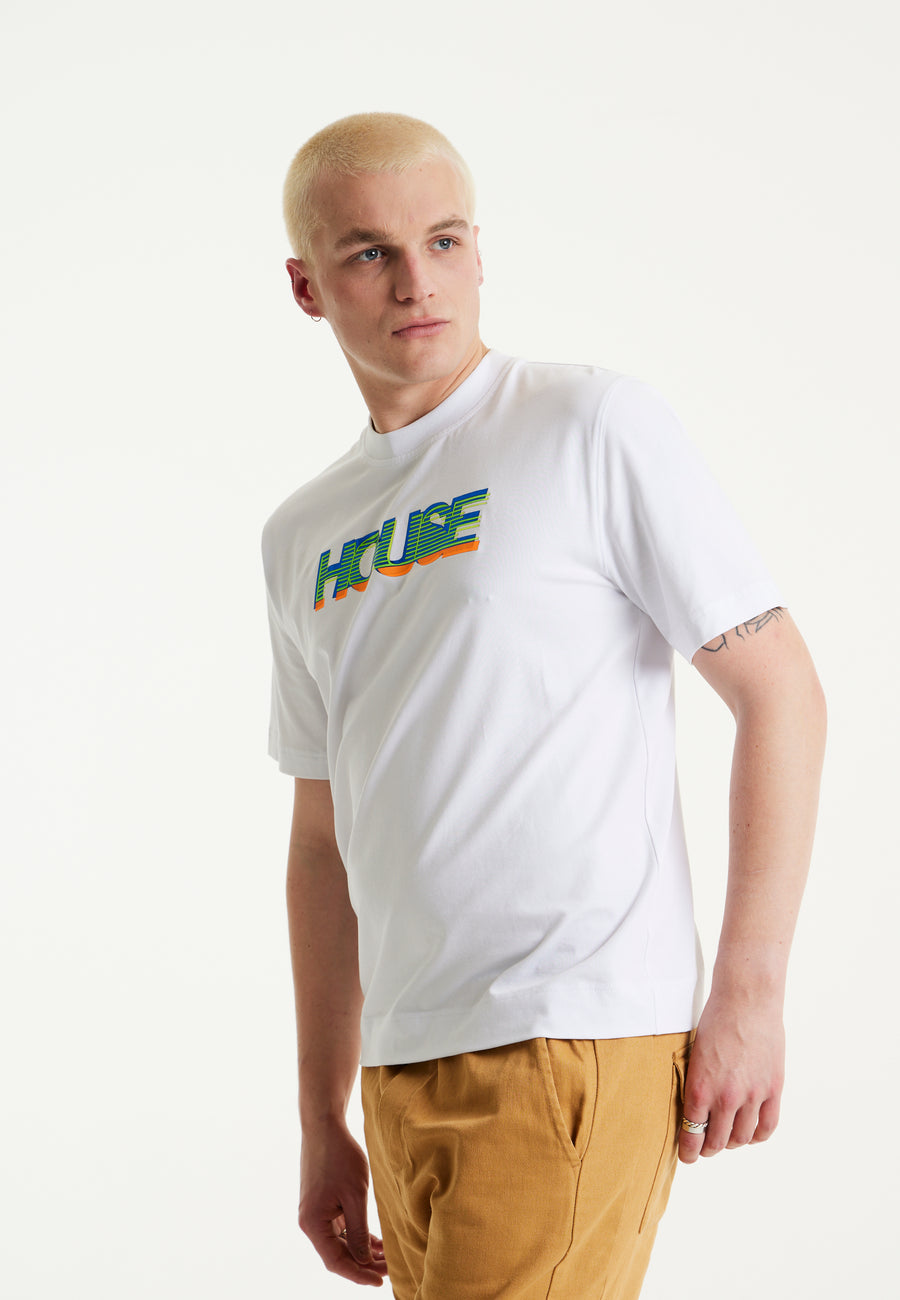 House of Holland White Laser-Cut Transfer Printed T-shirt
