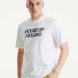 House of Holland White Laser Cut Transfer Printed T-shirt With A Shimmer Animal Detail