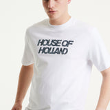 House of Holland White Laser Cut Transfer Printed T-shirt With A Shimmer Animal Detail