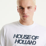 House of Holland White Laser Cut Transfer Printed T-shirt With A Shimmer Animal Detail