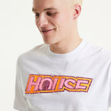 House of Holland Iridescent Laser Cut Printed T-Shirt in White