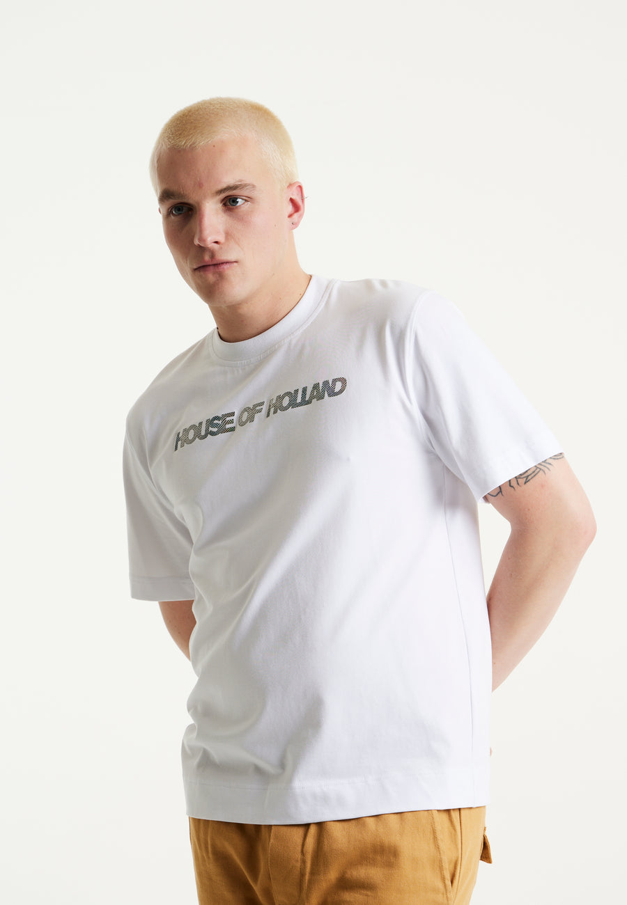 House Of Holland Holographic Rainbow Transfer Printed T-shirt in White