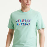 House Of Holland Iridescent Transfer Printed T-Shirt in Egg Blue
