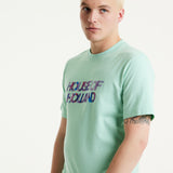 House Of Holland Iridescent Transfer Printed T-Shirt in Egg Blue