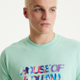 House Of Holland Iridescent Transfer Printed T-Shirt in Egg Blue