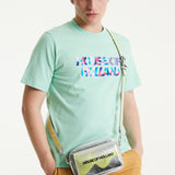 House Of Holland Iridescent Transfer Printed T-Shirt in Egg Blue
