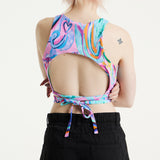 House Of Holland Heart Printed Jersey Top With Open Back