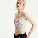 House Of Holland Star Print Jersey Crop Top With Open Back