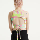 House Of Holland Star Print Jersey Crop Top With Open Back