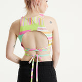 House Of Holland Star Print Jersey Crop Top With Open Back