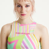 House Of Holland Star Print Jersey Crop Top With Open Back