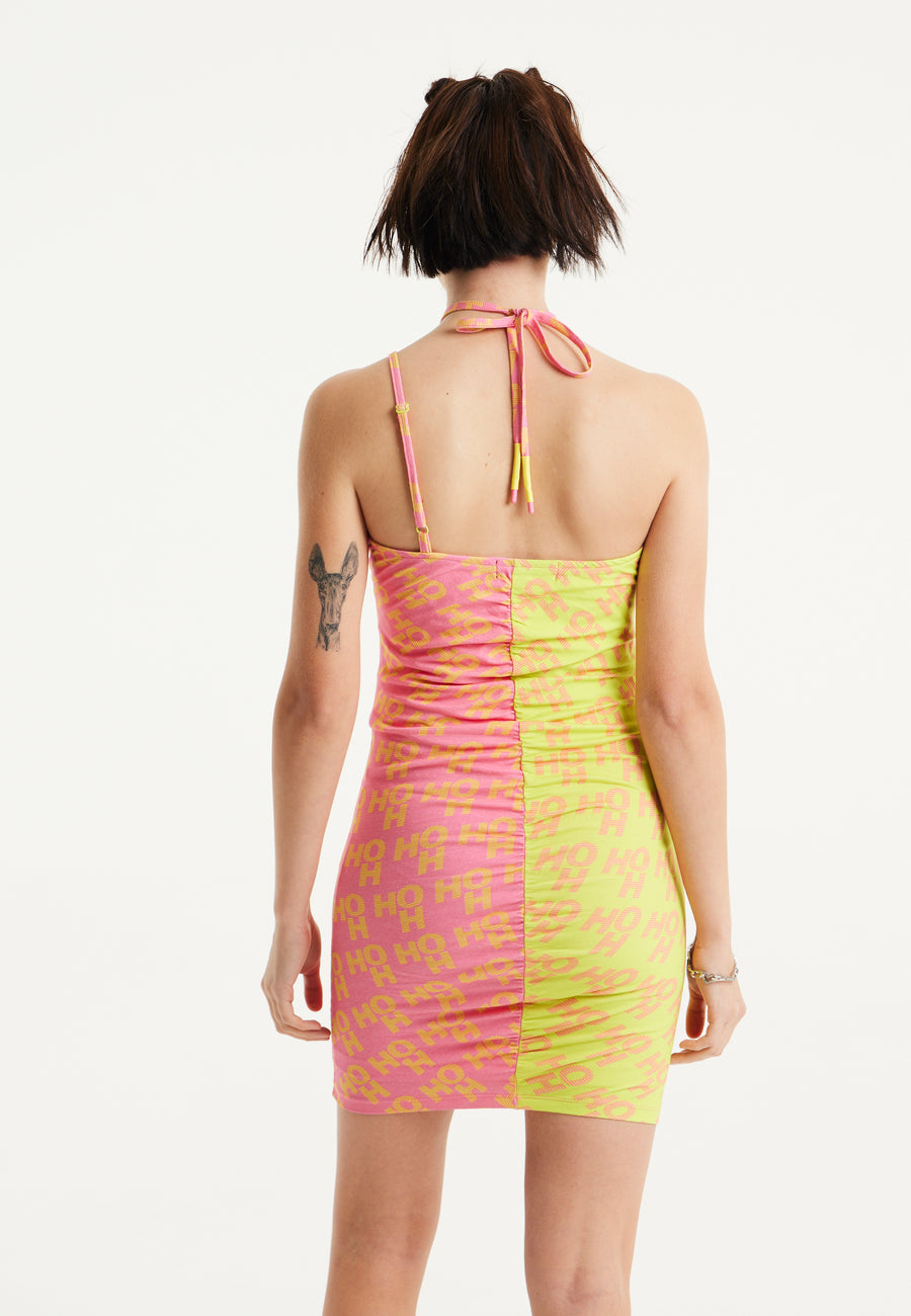 House Of Holland Printed Jersey Mini Dress With Open Back