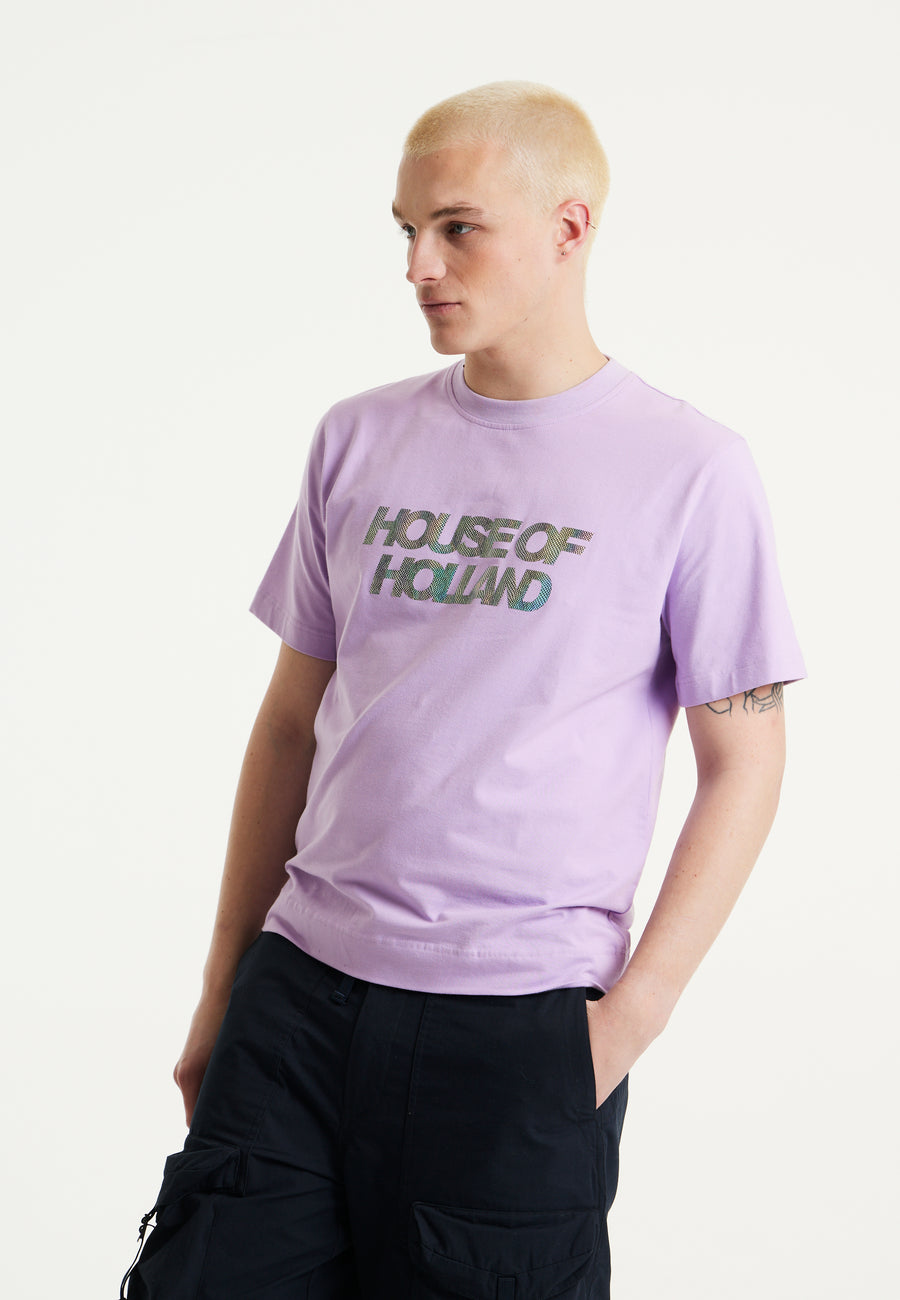 House of Holland Holographic Transfer Printed T-shirt in Lilac