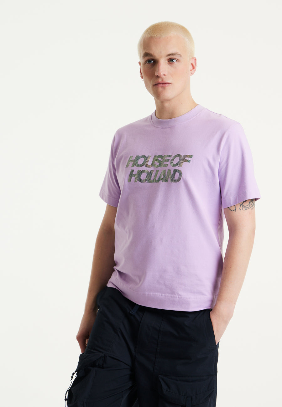 House of Holland Holographic Transfer Printed T-shirt in Lilac