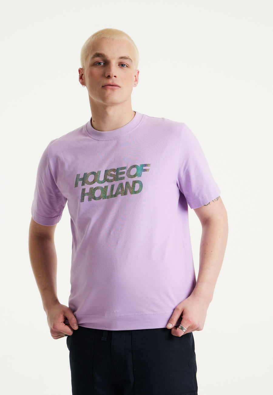 House of Holland Holographic Transfer Printed T-shirt in Lilac