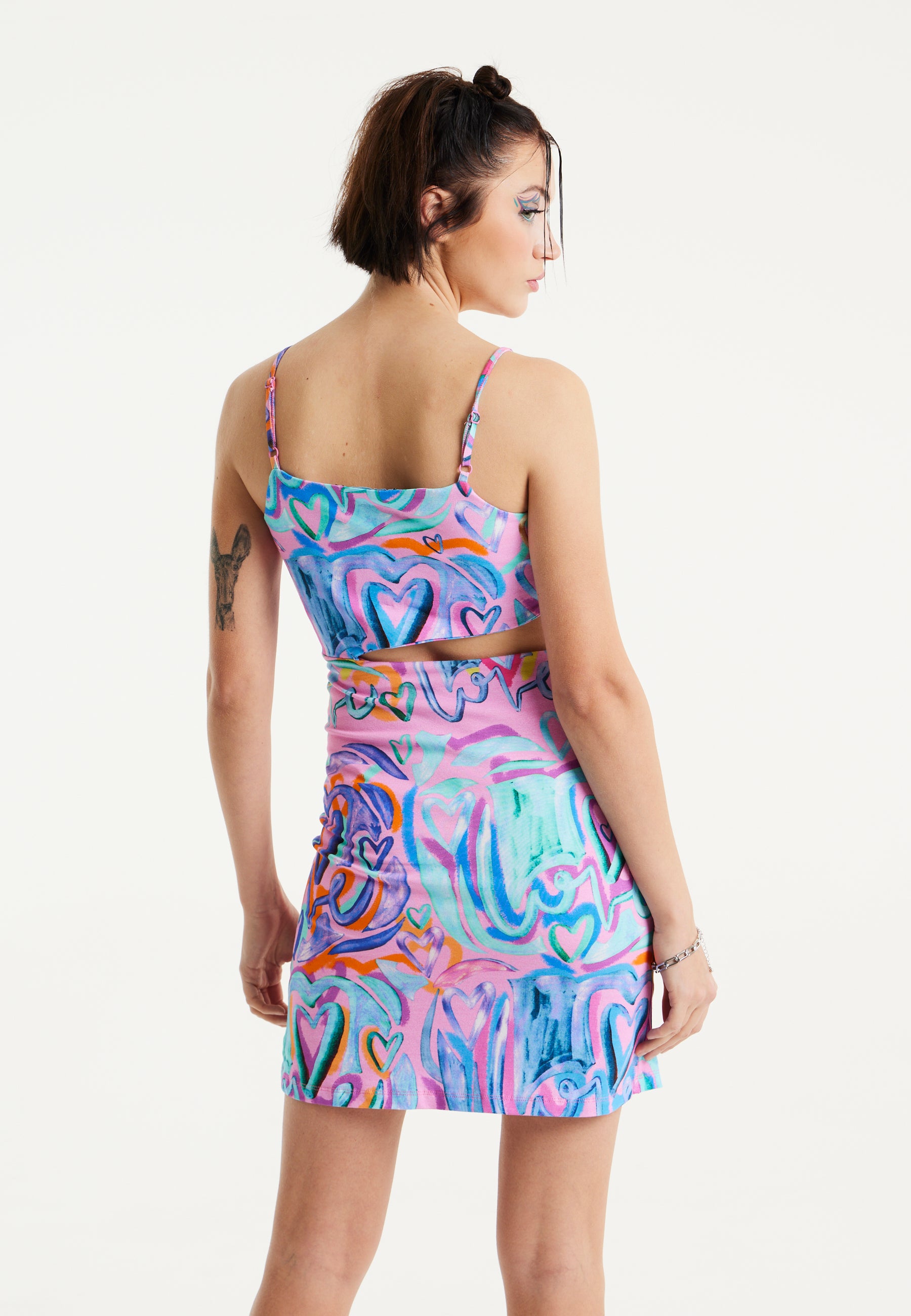 House of Holland Printed Multicolour Maxi Dress With Cut Out Details