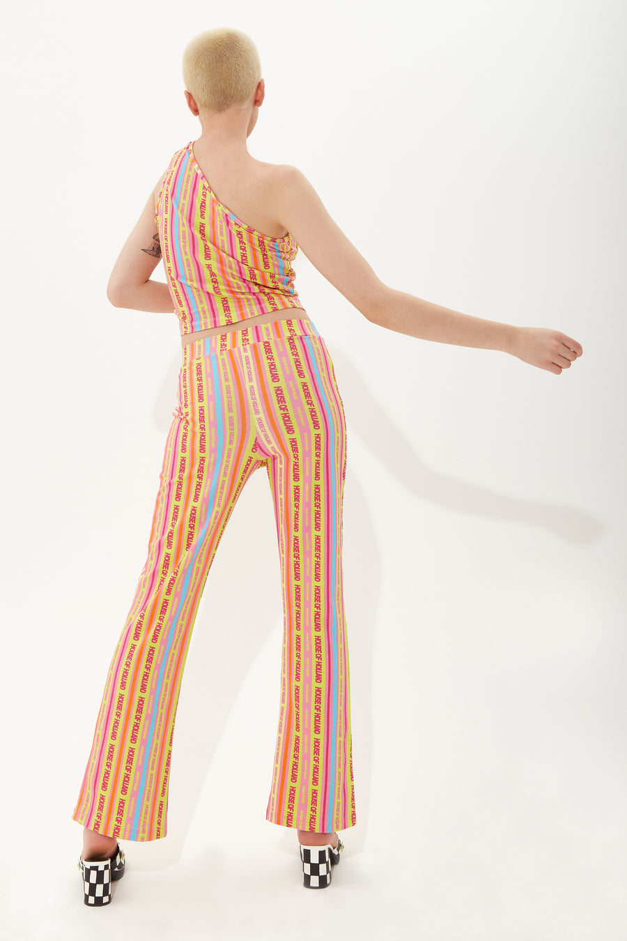 HOUSE OF HOLLAND MULTICOLOUR STRIPED JERSEY TROUSERS