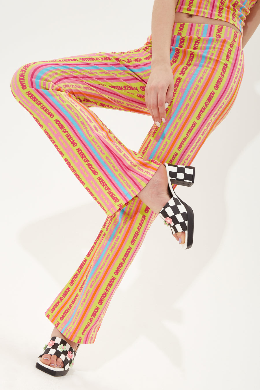 HOUSE OF HOLLAND MULTICOLOUR STRIPED JERSEY TROUSERS
