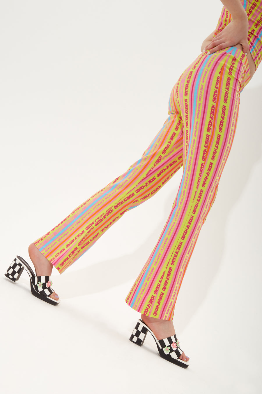 HOUSE OF HOLLAND MULTICOLOUR STRIPED JERSEY TROUSERS