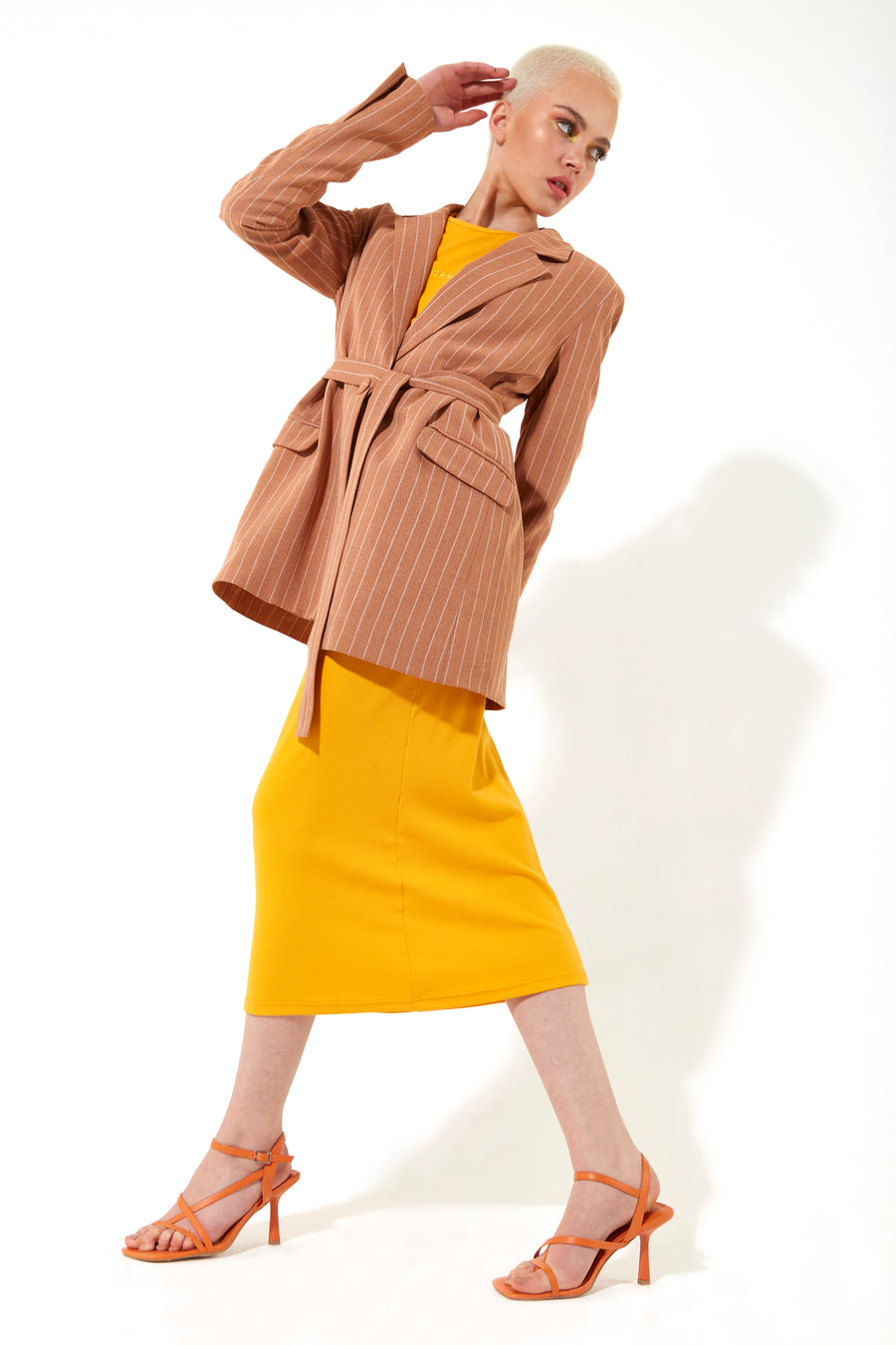 House of Holland oversized jacket with a belt button fastening and extra long sleeves