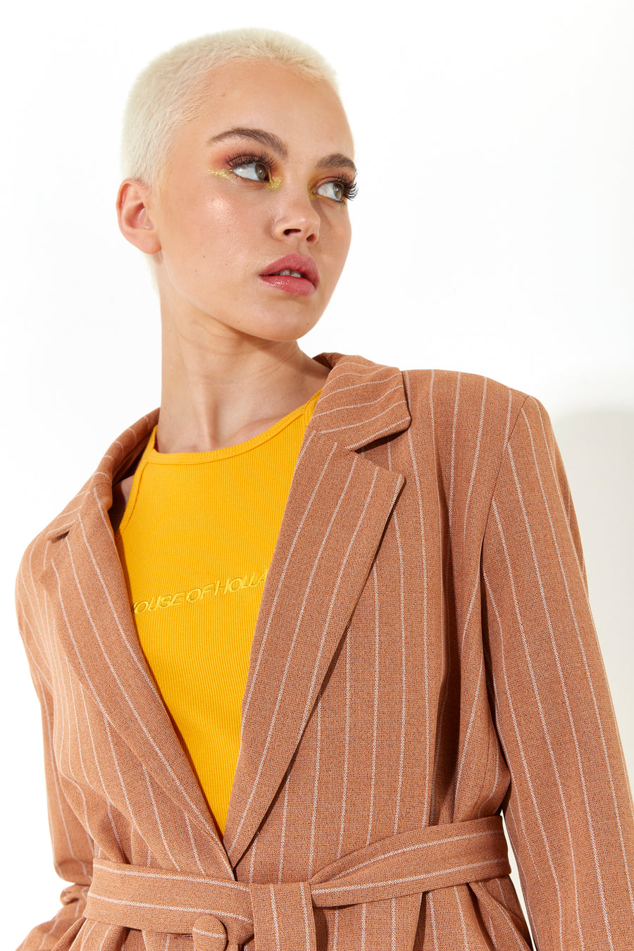 House of Holland oversized jacket with a belt button fastening and extra long sleeves