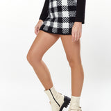 House Of Holland Skirt In Black & White Check