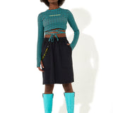 House of Holland Jersey Skirt in Black with Pockets and Rope Detail