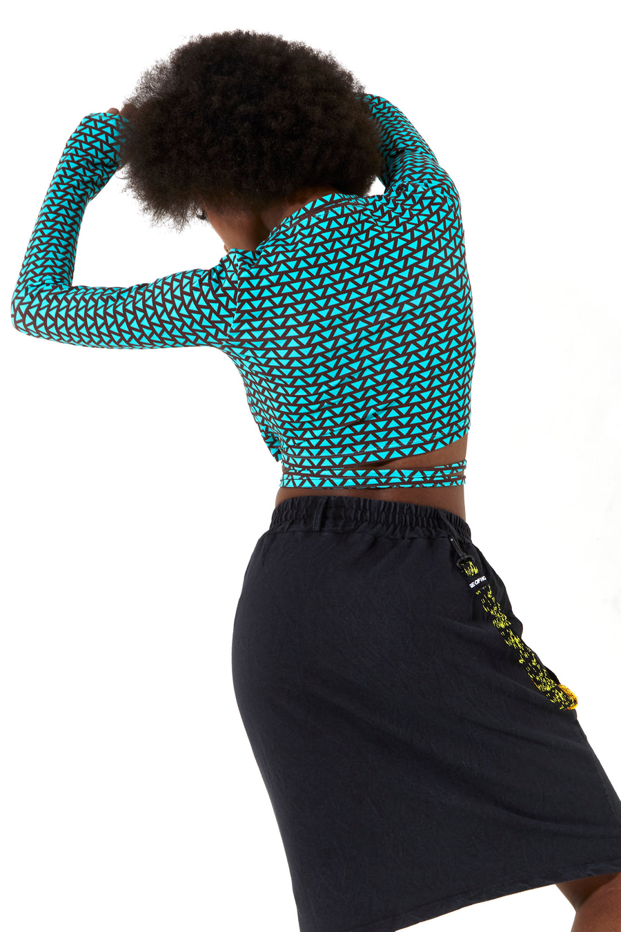 House of Holland jersey skirt in black with pockets and rope detail