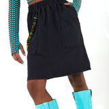 House of Holland Jersey Skirt in Black with Pockets and Rope Detail
