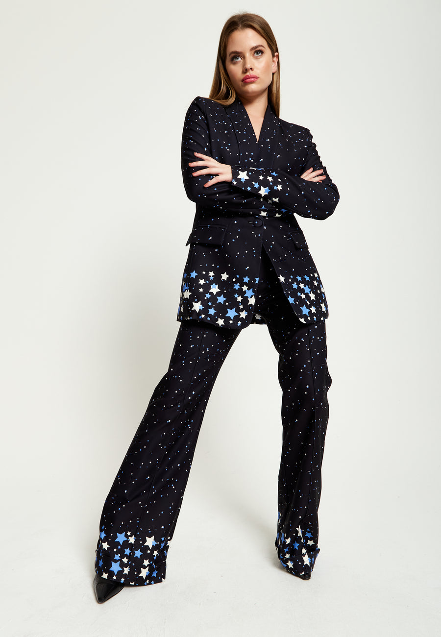 House Of Holland Star Print Trousers In Black