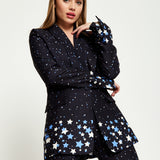 House Of Holland Star Print Blazer In Black