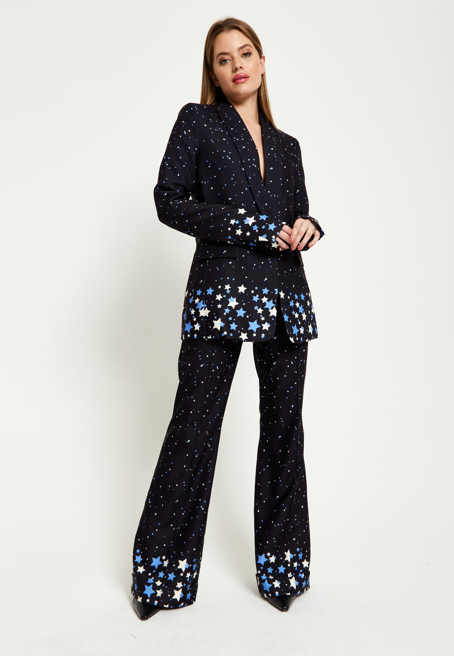 House Of Holland Star Print Blazer In Black